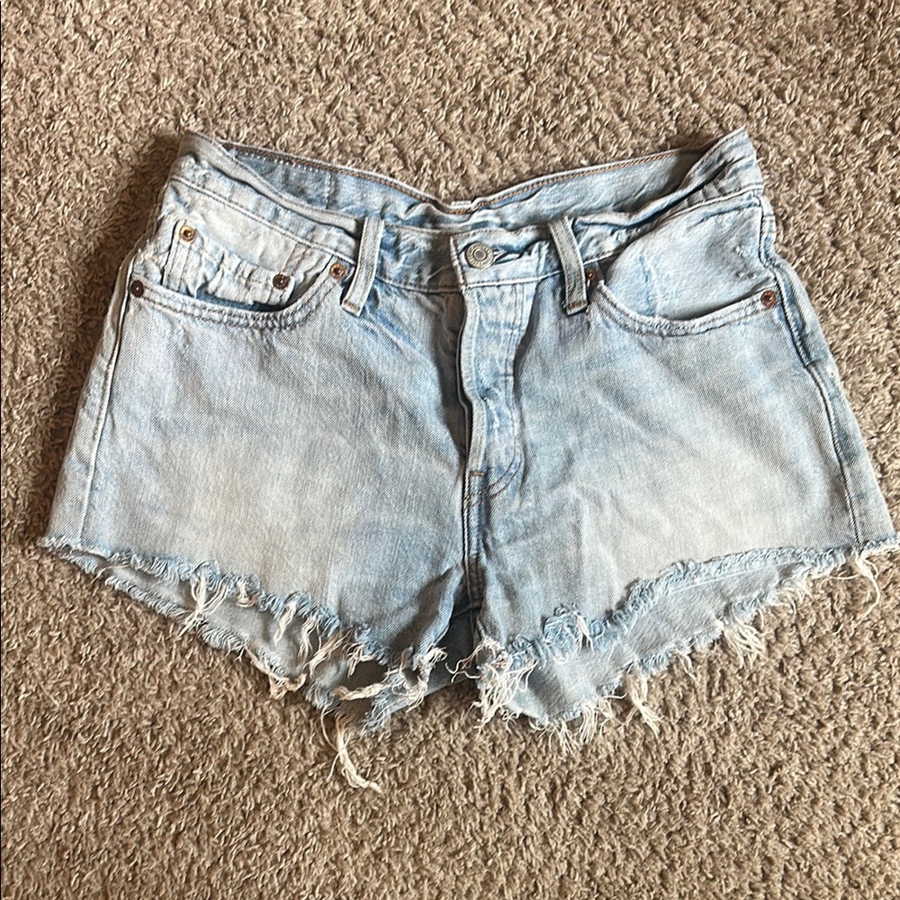 Levi's Blue Jean Shorts Distressed Frayed Hem